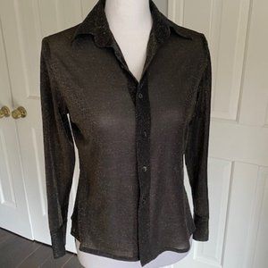 Semi-Sheer Metallic Woman's Buttoned Shirt